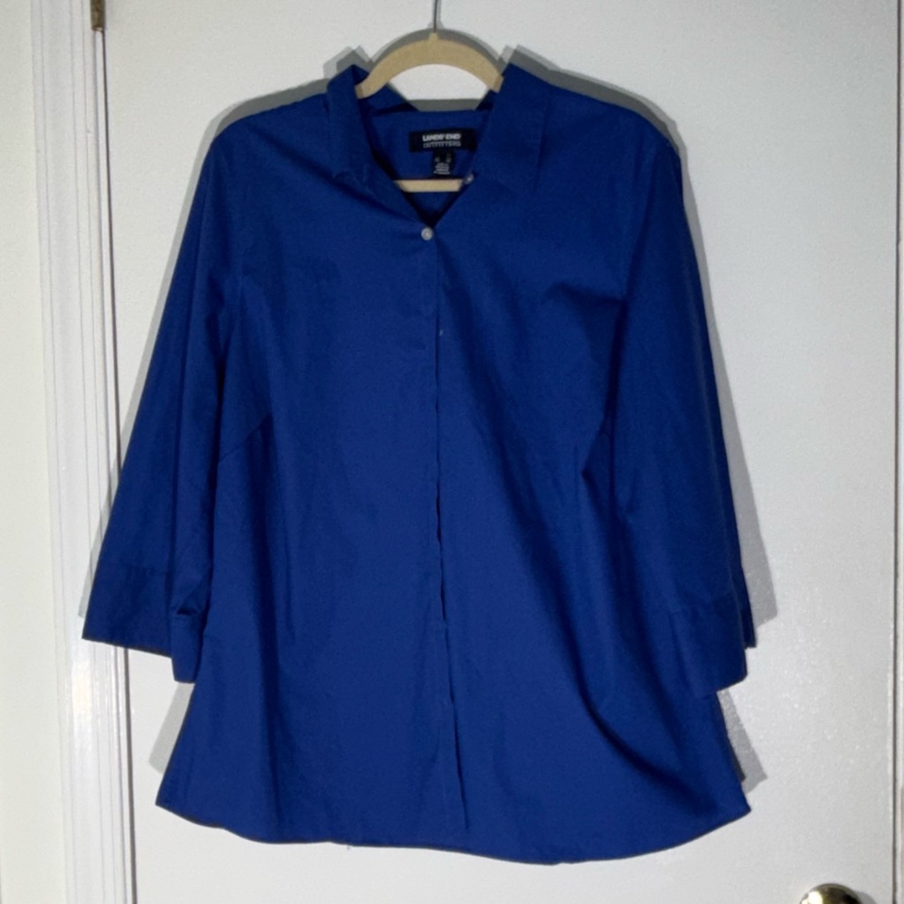 Lands' End Women's Royal Blue Button Down Shirt